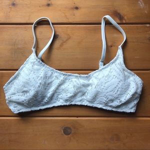 AERIE White Lace Crochet Bikini Top